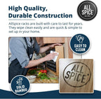 AllSpice Spice Rack Organizer, Wood, 525 Unique Labels, Countertop or Wall Mount, Includes 30 4oz Jars- Walnut Stain - Image 5