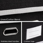 PRANDOM Foldable Storage Bin with Lid [5-Pack] Linen Fabric Decorative Storage Box Organizer Container Basket Cube with Handles Divider for Closet Office Living Room Black(14.9x9.8x9.8) - Image 4