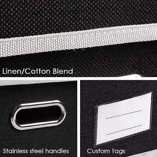 PRANDOM Large Foldable Storage Boxes with Lids [3-Pack] Fabric Collapsible Storage Bins Organizer Containers Baskets Cube with Cover for Home Bedroom Closet Office Nursery Black(17.7x11.8x11.8) - Image 5