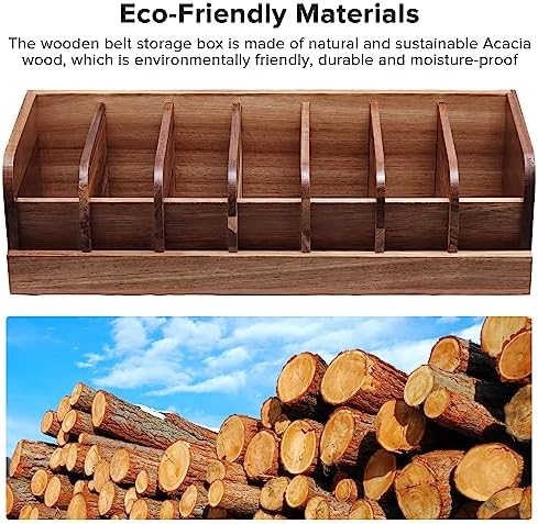 Belt organizer, 7 compartment belt holder belt hanger closet and belt organizer for drawer,belt rack, belt storage organizer, belt hangers for men and women (Acacia wood) - Image 3