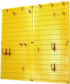 Wall Control Kitchen Pegboard Organizer Pots and Pans Storage Rack Organization Kit with Yellow Pegboard and Red Accessories - Image 2
