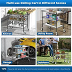 Leteuke 3 Tier Rolling Carts with Wheels, Heavy Duty Rolling Utility Cart - Image 5