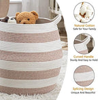 KAKAMAY Woven Baskets for Storage(17"x17"),Large Cotton Rope Woven Baby Laundry Hamper,Collapsible Laundry Basket, Blanket Basket for Organizing Living Room,Nursery,Pillows,Toy Chest(Rose) - Image 2