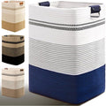Laundry Hamper, 85L Tall Laundry Basket with Leather Handles, Rectangle Large Clothes Hamper for Organizing, Cotton Woven Laundry Baskets Storage Hampers for Bedroom, Nursery, Living Room by Degeyoyo