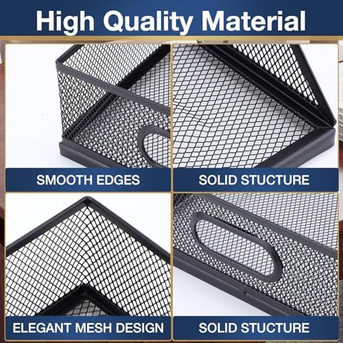 4 Pcs Stackable Letter Tray Metal Paper Tray Desk Organizer, Black - Image 3
