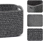 MiniArk Small Storage Baskets for Organizing | Closet Organizer Bins | Shelf Toy Basket | Woven Rope Baskets | Cube Decorative Box | Shallow Basket | 13x8.5x5.1” | 3 Packs Dark Gray - Image 2