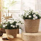 Healeved Hand Woven Planter Basket with Liner Rustic Straw Flower Pot for Indoor Outdoor Plants Balcony Living Room Decor 7.8X9.75X7.8 Inches - Image 3
