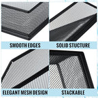Hicarer 4 Pcs Black Metal Letter Tray Stackable Desk Tray Single Wire Mesh Organizer Front Load File Paper Holder for Desktop Office Home School Classroom (12.8 x 9.84 Inch) - Image 4