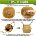 Qunclay 4 Pcs Woven Seagrass Baskets Belly Basket, L,13''dx11''h - Image 2