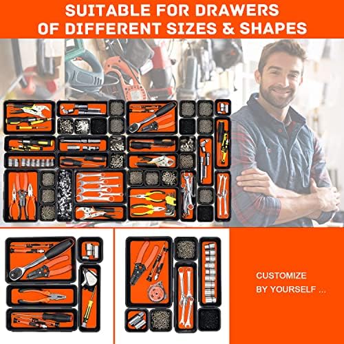 Tool Box Organizer, Tool Drawer Organizer Tray Divider, Toolbox Organization, Garage Tool Organizers and Storage, Tool Box Accessories for Rolling Tool Chest Cabinet (Orange (47PCS)) - Image 5