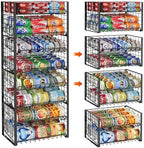 JKsmart 2-Tier Stackable Rack Organizer for Pantry, Adjustable Dispenser Holds Up to 120 Cans, Storage Holder for Various Ounces of Canned Drinks, Black, 4 Pack by JKsmart