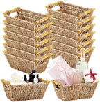 Marsui 12 Pcs Small Hand Woven Wicker Baskets with Wooden Handles, Seagrass Rattan Storage Baskets Bin Organizer Shelf Pantry for Bathroom Storage Towel Kitchen Washroom Gifts Decor, 9" x 6" x 4" by Marsui