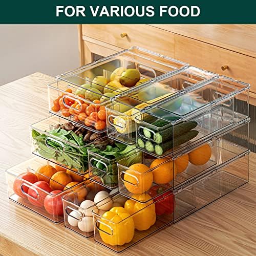 LALASTAR Refrigerator Organizer Bin with Pull-out Drawer, Large Fridge Organizer and Storage Clear, Stackable Pantry Organizer with Handle, BPA Free, 1 Pack, 6.34QT - Image 3