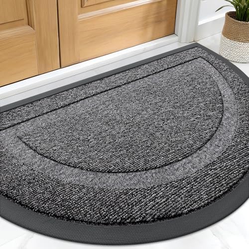 OLANLY Half Circle Front Door Mat Outside 33x21 All-Season Rubber Doormat by OLANLY