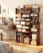 HOMEFORT 10 Tiers Shoe Rack, 50 Pairs Large Shoe Shelf, 61.8" Tall Shoe Tower, Freestanding Shoe Rack Organizer with Open Shelves, Wood Shoe Stand for Boot Storage, for Closet, Entryway, Walnut - Image 4