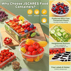 JSCARES 40 PCS Food Storage Containers with Lids Airtight (20 Lids &20 Containers) - Leakproof Meal-Prep Containers for Kitchen Storage Reusable Plastic Microwave/Dishwasher Safe with Labels & Pen - Image 4