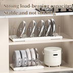 Pot Rack -Expandable Pan Organizer for Cabinet,Pot Lid Holder with 7 Adjustable Compartment for Kitchen Cabinet Cookware Baking Frying Rack,2Pack,Apricot - Image 3