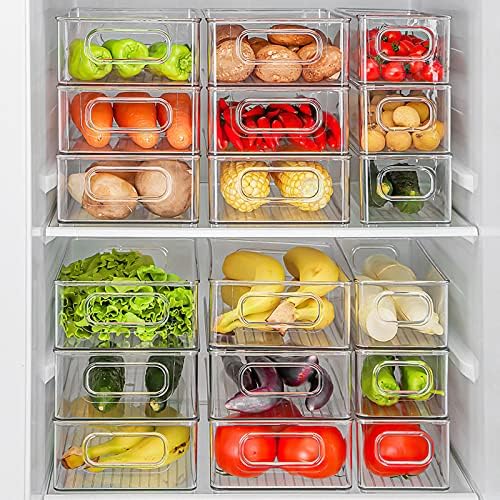 Kingrol 8 Pack Plastic Storage Bins for Freezer, Pantry, Countertop, Cabinet Organization, Stackable Food Storage Organizer with Handles, BPA Free, 10 x 6 x 3 Inch, 10 x 4 x 3 Inch - Image 5
