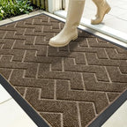 OLANLY Front Door Mat Outside 35x23, All-Season Absorbent Rubber Doormat by OLANLY