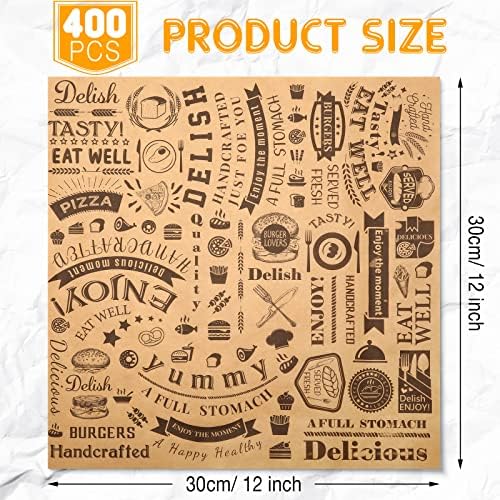 Marspark 400 Pcs Deli Wax Paper Sheets Grease Resistant, Brown Black - Image 2