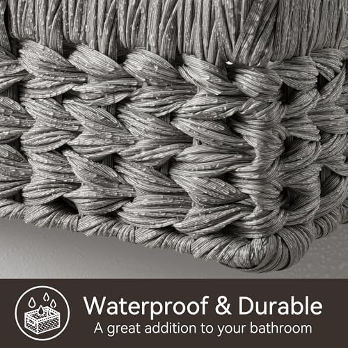 GRANNY SAYS Wicker Storage Basket for Shelves,Waterproof Gray Basket,1-Pack - Image 5