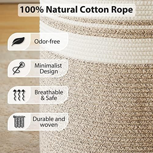 Fiona's magic Woven Laundry Hamper, 72L Tall Blanket Storage-Brown&White - Image 4