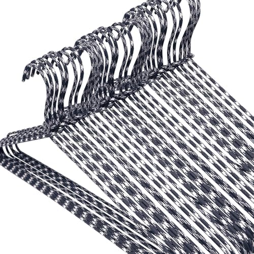 Clothes Hangers 30 Pack Stylish Fabric Wrapped Metal, Space Saving Coat, Velvet, Pant Hangers for Closet Organization, Durable Non-Slip, Navy/White Wardrobe Essentials Bulk Storage - Image 7