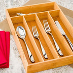 Restaurantware-13 x 10 x 1.9 Inch Silverware Tray, 1 Durable Cutlery Tray - 5 Compartments, Shatterproof, Natural Bamboo Utensil Tray, Chip-Resistant, For Knives, Forks, And Spoons - Image 3