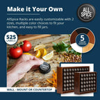 AllSpice Spice Rack Organizer, Wood, 525 Unique Labels, Countertop or Wall Mount, Includes 30 4oz Jars- Walnut Stain - Image 4