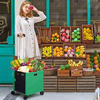 Foldable Shopping Utility Cart Portable Rolling Crate Handcart with 360°Rotate Wheel,Hidden Lid,Telescoping Handle Collapsible for Travel Shopping Moving Storage Office Use(DarkGreen) - Image 2