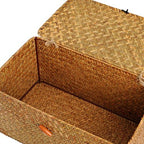 Woven Wicker Storage Bins with Lid, Seagrass Basket for Shelf Organizer, Extra Large, Set of 3 - Image 5