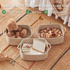 OIAHOMY 3 Pack Storage Baskets for Shelves Cotton Rope Storage Bins Brown - Image 6
