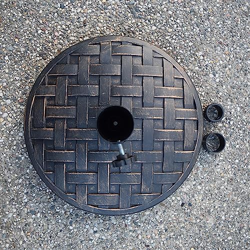 Oakland Living Antique Bronze 40 lb Round Plastic and Concrete Patio Umbrella Stand Base - Image 3