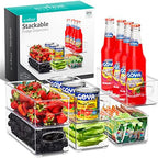 Sorbus Fridge Organizers and Storage, Clear Stackable Bins (Small, 6 Pack) by Sorbus