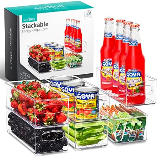 Sorbus Fridge Organizers and Storage, Clear Stackable Bins (Small, 6 Pack) by Sorbus