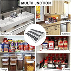CiWiVOKi 3 Tier Expandable Spice Rack Organizer, White/Grey Plastic Spice Rack, Adjustable Length 14.6In-25.8In, 2 Pack Non-Skid Tiered Spice Shelf Organizer for Kitchen Cabinet, Cupboard, Pantry - Image 6