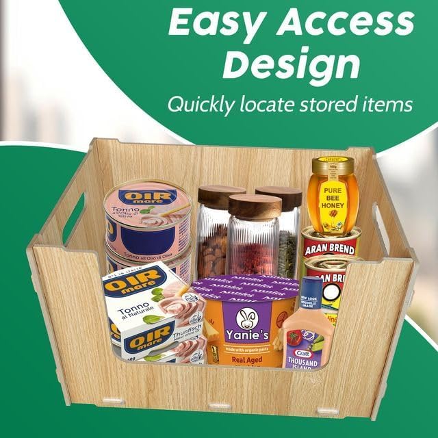 Skywin Wooden Stackable Storage Bins Open Front for Pantry Storage, 4 Pack - Image 6