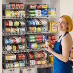 JKsmart 2-Tier Stackable Rack Organizer for Pantry, Adjustable Dispenser Holds Up to 120 Cans, Storage Holder for Various Ounces of Canned Drinks, Black, 4 Pack - Image 2