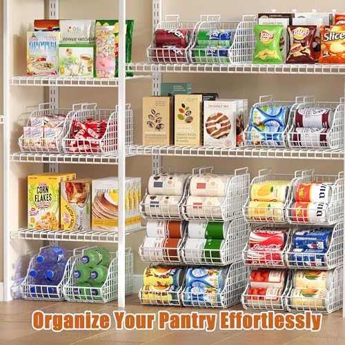 Sonyabecca 4-Pack Stackable Can Rack Organizer for Kitchen Pantry，White - Image 4