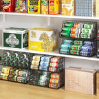 2-Tier Stackable Can Organizer for Pantry Shelves, 2 Pack Soda Can Organizer with 4 Adjustable Dividers, Kitchen Can Storage Organizer, Wire Drink Organizer, Metal Can Dispenser for Cabinets Shelf - Image 5