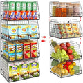 4 Pack XXL Stackable Wire Storage Basket, Extra Large Capacity Pantry Organizer and Storage, Muti-Purpose for Vegetable Fruit Basket & Can Organizer & Snack Rack & Metal Pantry Bin by Jakyitvi