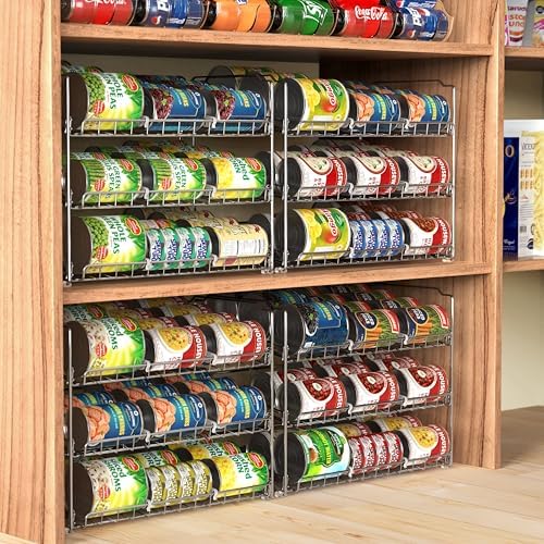 Simple Houseware 3-Tier Stackable Can Organizer Rack Hold 36 Cans, Chrome - Image 2