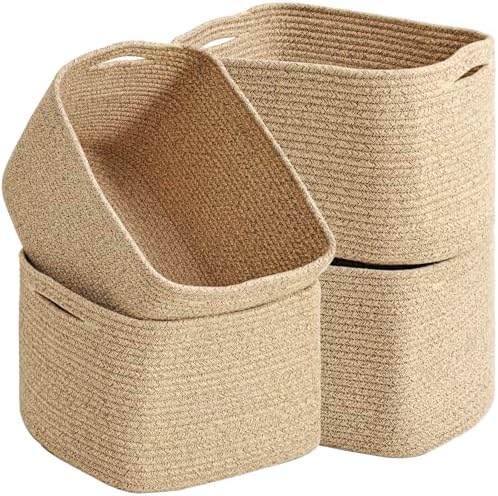 ICERZCZ Rope Storage Baskets for Organizing, 15x11x9 Mixed Brown 4 Packs by ICERZCZ