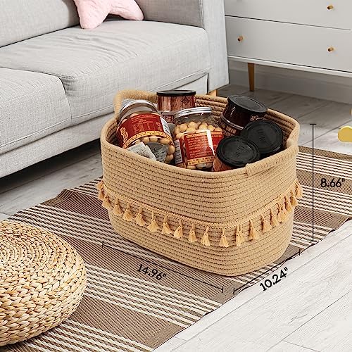 TeoKJ Storage Basket 3 Pack for Organizing, Rope Cotton Baskets for Toy, Clothes, Blankets, Decorative Basket for Living Room, Nursery, Bathroom, Jute - Image 5