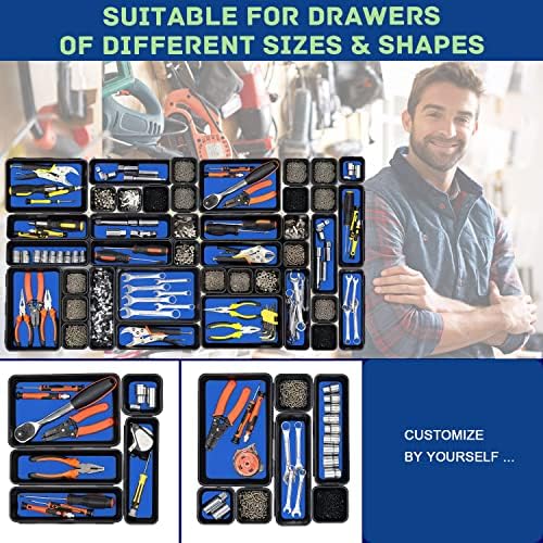 Tool Box Organizer, Tool Drawer Organizer Tray Divider, Toolbox Organization, Garage Tool Organizers and Storage, Tool Box Accessories for Rolling Tool Chest Cabinet (Blue (47PCS)) - Image 5