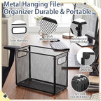 Zhengmy 2 Pcs Hanging File Organizer Letter Size File Holder Metal Mesh Filing Box Desktop Folder Letter Storage Cabinets Magazine Holder with Handles for Home Office School Document (Black) - Image 3