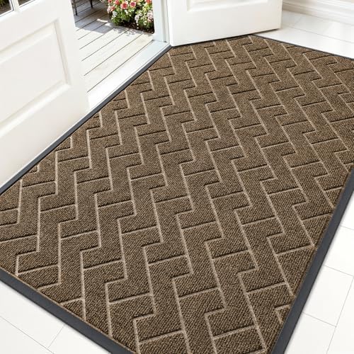 OLANLY Front Door Mat Outside 59x34, All-Season Absorbent Rubber Doormat by OLANLY