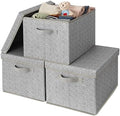 GRANNY SAYS Fabric Boxes with Lids, Storage Bins with Handles, Shelf Bins for Organizing, Extra Large Storage Boxes for Linens Clothes, Decorative Storage Containers, Gray, 3-Pack by GRANNYSAYS