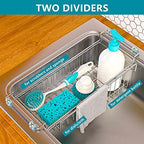 Over the Sink Caddy, Expandable Stainless Steel Sponge Holder for Kitchen Sink, 14.5-22 in Sink Organizer Rack for Sponge, Soap, Brush, Dish Cloth and Rag, Rust-Resistant Drying Holder - Image 2