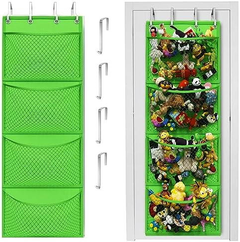 Honeyera Storage for Stuffed Animal - Over Door Organizer for Stuffies, Baby Accessories, and Toy Plush/Easy Installation with Breathable Hanging Pockets (Green) by Honeyera